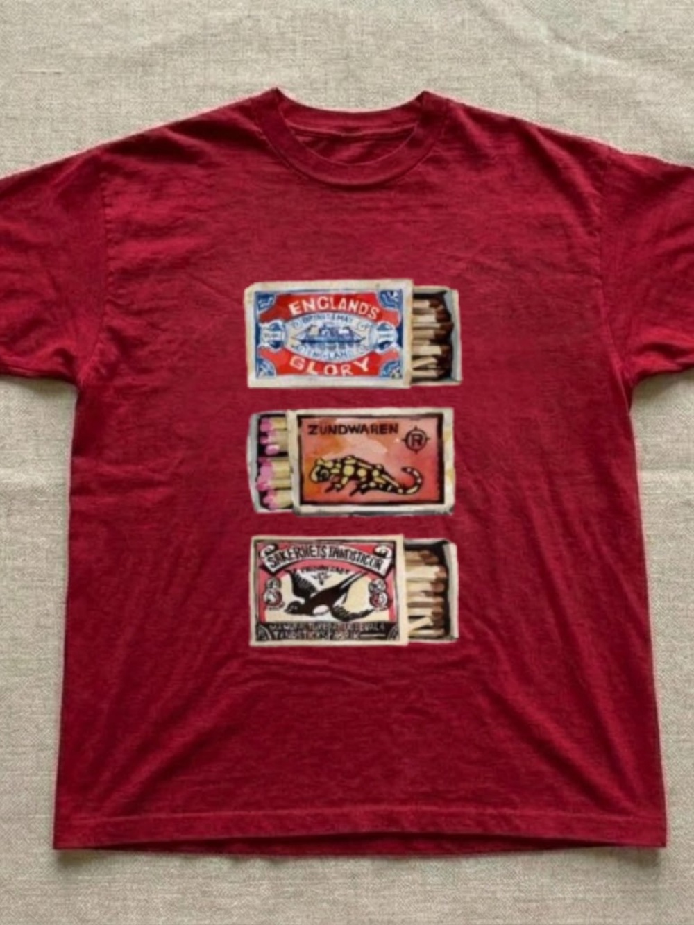 Gildan Red Short Sleeve Graphic Tee with Matchbox Prints